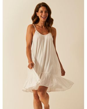 Stripe & Stare Seersucker Mini Frill Dress - Natural