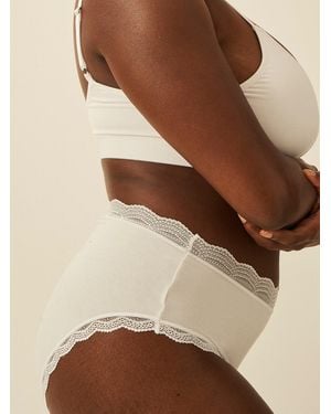 Stripe & Stare White Lace High Rise Knicker - Brown