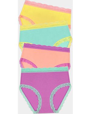 Stripe & Stare High Rise Knicker Four Pack - Pink