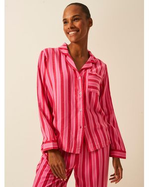 Stripe & Stare Soft Brushed Woven Pyjama Top - Red