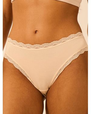 Stripe & Stare Mid Rise High Leg Knicker - Brown