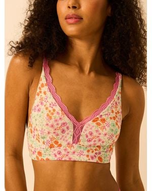 Stripe & Stare Lace Plunge Bra - Orange