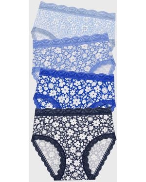 Stripe & Stare High Rise Knicker Four Pack - Blue