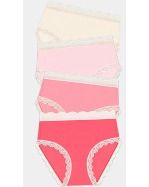 Stripe & Stare High Rise Knicker Four Pack - Pink
