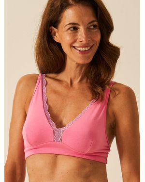 Stripe & Stare Lace Plunge Bra - Pink