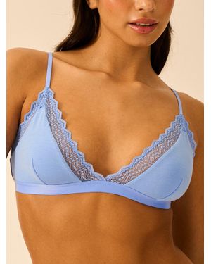 Stripe & Stare Zigzag Lace Triangle Bra - Blue