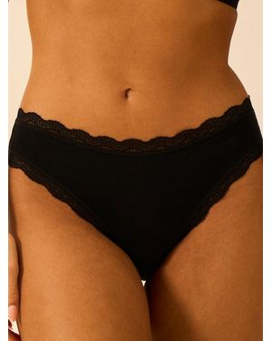 Stripe & Stare Mid Rise High Leg Knicker - Black