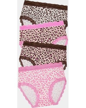 Stripe & Stare High Rise Knicker Four Pack - Pink