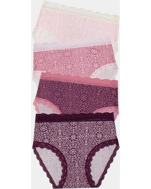 Stripe & Stare High Rise Knicker Four Pack - Pink