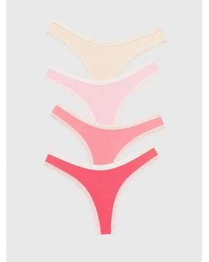 Stripe & Stare Thong Four Pack - Pink
