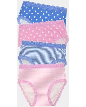 Stripe & Stare High Rise Knicker Four Pack - Pink