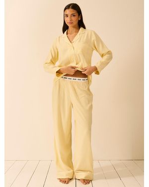Stripe & Stare Soft Brushed Woven Pyjama Bottoms - Natural