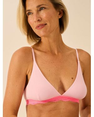 Stripe & Stare Triangle Lace Bra - Red