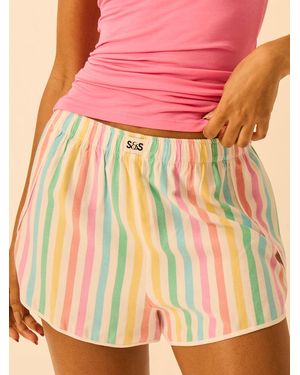 Stripe & Stare Soft Brushed Woven Pyjama Shorts - Pink