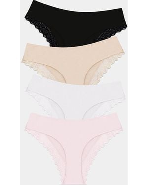 Stripe & Stare Zigzag Lace Brazilian Knicker Four Pack - Black