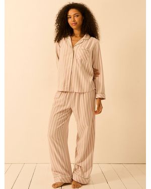 Stripe & Stare Soft Brushed Woven Pyjama Bottoms - Natural