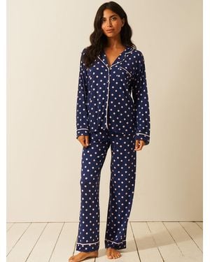 Stripe & Stare Long Pyjama Set - Blue