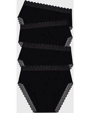 Stripe & Stare Zigzag Lace High Rise Knicker Four Pack - Black