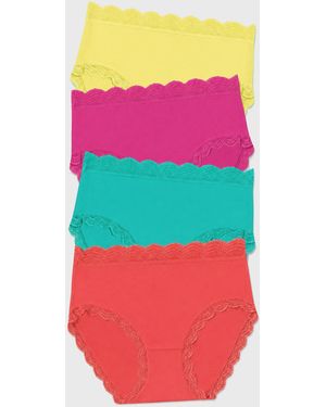 Stripe & Stare High Rise Knicker Four Pack - Pink