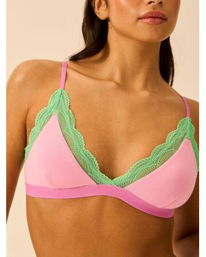 Stripe & Stare Light Lace Triangle Bra - Red