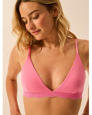 Stripe & Stare Triangle Lace Bra - Pink