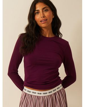 Stripe & Stare Long Sleeve Under Layer Top - Purple