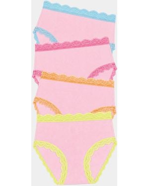Stripe & Stare High Rise Knicker Four Pack - Pink