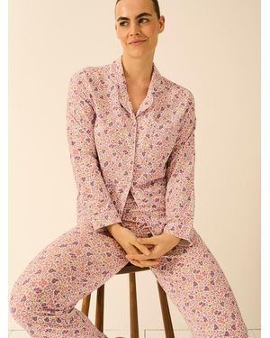 Stripe & Stare Long Pyjama Set - Purple