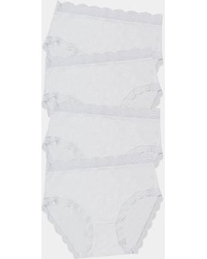 Stripe & Stare High Rise Knicker Four Pack - White