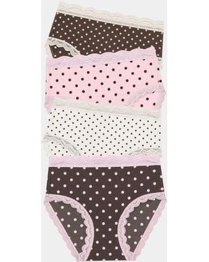 Stripe & Stare High Rise Knicker Four Pack - Pink