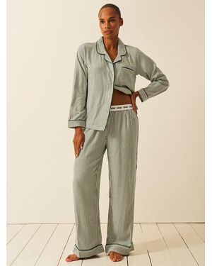 Stripe & Stare Soft Brushed Woven Pyjama Bottoms - Natural