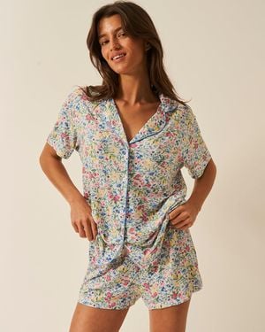 Stripe & Stare Short Pyjama Set - Natural