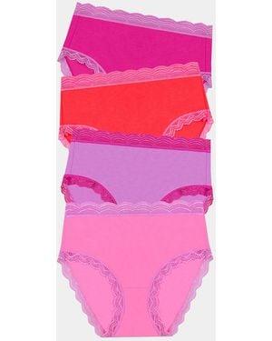 Stripe & Stare High Rise Knicker Four Pack - Pink