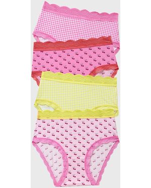 Stripe & Stare High Rise Knicker Four Pack - Pink