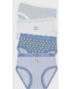 Stripe & Stare High Rise Knicker Four Pack - Blue
