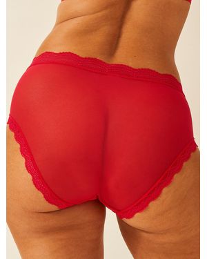 Stripe & Stare Mesh High Rise Knicker - Red