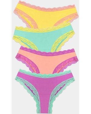 Stripe & Stare Brazilian Knicker Four Pack - Pink