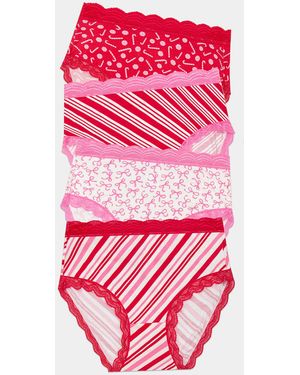 Stripe & Stare High Rise Knicker Four Pack - Pink