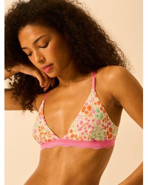 Stripe & Stare Triangle Lace Bra - Orange