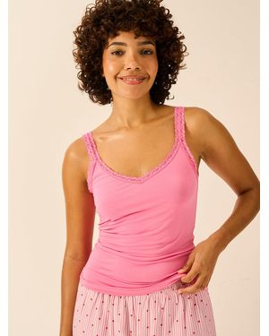 Stripe & Stare Lace Cami - Pink
