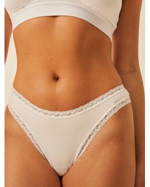 Stripe & Stare Thong - White