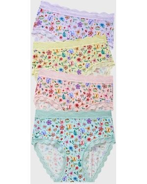 Stripe & Stare High Rise Knicker Four Pack - Blue