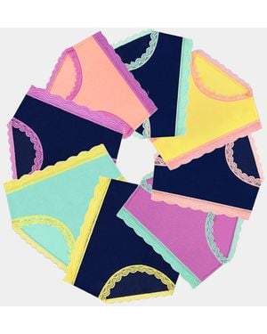 Stripe & Stare High Rise Knicker Eight Pack - Blue