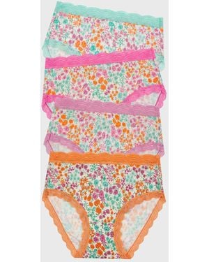 Stripe & Stare High Rise Knicker Four Pack - Grey