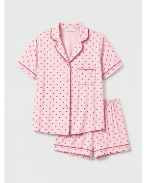 Stripe & Stare Short Pyjama Set - Pink
