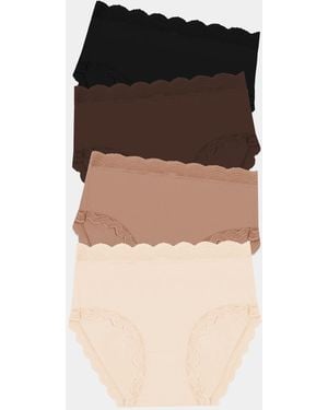 Stripe & Stare High Rise Knicker Four Pack - Black