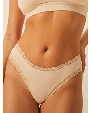 Stripe & Stare Sand Brazilian Knicker Four-Pack - Brown