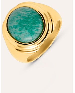 Stroili Anello Fascia Radiance Acciaio Dorato Amazzonite - Blu
