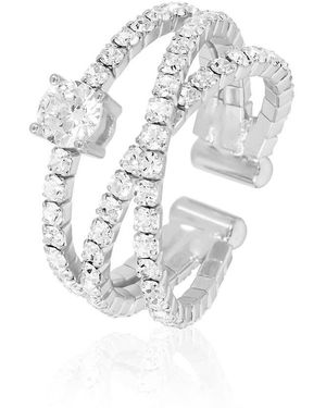 Stroili Anello in metallo rodiato e strass - Metallizzato