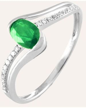 Stroili Anello Charlotte Oro Bianco Smeraldo Diamante - Verde